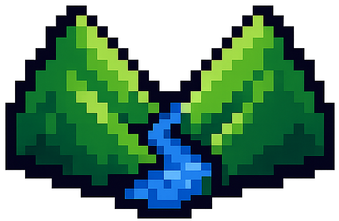 Pixelart-Symbol fuer das Tal mit Fluss.